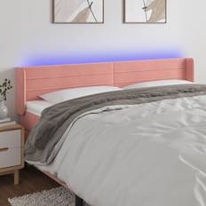 Senge & Madrasser vidaXL med LED-lys 203 x 16 x 78/88 cm Fløjl Lyserød Sengegavl