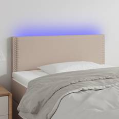vidaXL Med LED-Lys 100x5x78/88cm Kunstlæder Cappuccinofarvet Sengegavl