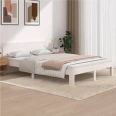 vidaXL white, 140 Solid Pine Bed Frame Sängram