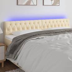 vidaXL LED-lys stof cremefarvet Sengegavl