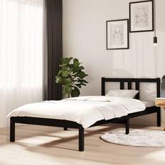 vidaXL black, 90 Solid Wood Bed Frame