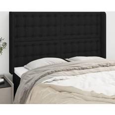 vidaXL Med Kanter 147x16x118/128 cm Stof Sort Sengegavl