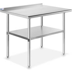 BBQ Furniture & Attachments GRIDMANN Stainless Steel Kitchen Prep Table 36 Inches with Backsplash & Shelf, NSF Commercial Work