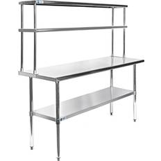 Stainless steel commercial work table GRIDMANN NSF Stainless Steel Commercial Kitchen Prep & Work Table Plus A 2 Tier Shelf