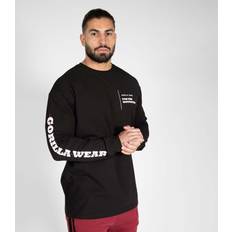 Gorilla Wear Boise Oversized Long Sleeve schwarz hochwertig aus robustem und dehnbarem Stoff für Bodybuilding und Fitness übergroße Passform Logo