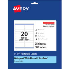 Office Supplies Avery Waterproof Rectangle Labels with Sure Feed, 4", 500 Labels