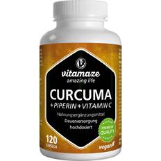 Vitamaze Turmeric capsules vegan with Black Pepper Extract Piperine curcumin C 120 pcs