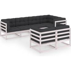 vidaXL Salotto Giardino 7 pz Cuscini Antracite Legno Massello Pino - Bianco Set da Lounge da Esterno