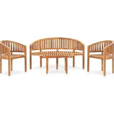 Teak Outdoor Lounge Sets vidaXL Solid Teak Banana Garden Outdoor Lounge Set