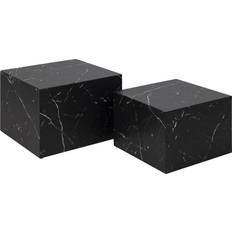 Act Nordic Dice Square Set Black Marble Coffee Table 2pcs