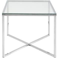 Act Nordic Cross Square Metal Side with Glass Top Small Table