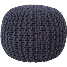 Black Round Knitted Footstool