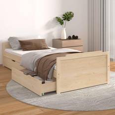 Strutture letto vidaXL brown Solid Wood Pine Bed Frame