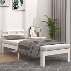 vidaXL 75x190 cm Small Single Massivt Træ Hvid Sengeramme