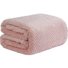 Textiles Dreamscene Luxury Large Waffle Honeycomb Blankets Pink