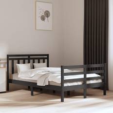 vidaXL grey, 135 Solid Wood Bed Frame