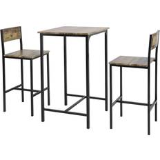 Marrone Set da Pranzo SoBuy 3 Pezzi Tavolo Con 2 Sgabelli Mobile Bar L60 p60 a 97 cm Set da Pranzo