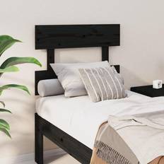 Træ Sengegavle vidaXL Sengegærde 78.5 x 3 x 81 cm Massivt Fyrretræ Sort Sengegavl