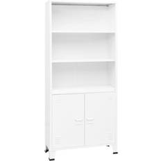 vidaXL Libreria Industrial Bookshelf White 31.5' x 12.6' x 70.9' Steel Scaffale per libri