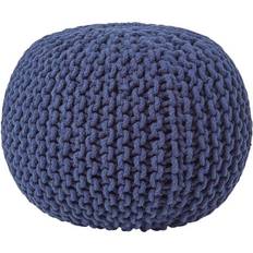 Blue Round Knitted Footstool