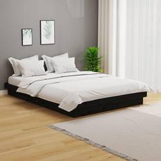 vidaXL Giroletto In Legno Massello 120x190 cm Small Double - Nero