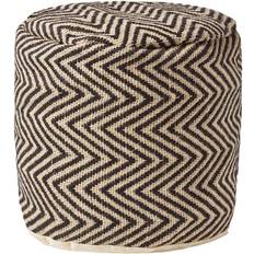 Noir Poufs Homescapes En Jute Motifs Chevrons Coloris Noir 45 x 40 cm Pouf