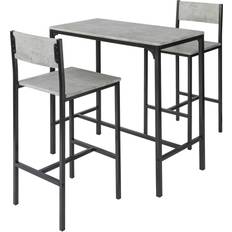 Gris Ensembles de Salle à Manger SoBuy OGT03-HG 2 Chaises Set 1 Table + 2 Tabouret Haut de Bar Ensemble de Salle à Manger 2pcs