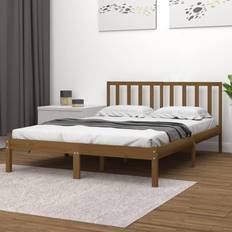 vidaXL 200x200 cm Massivt Fyrretræ Gyldenbrun Sengeramme
