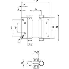 Deni Pendeltürband 3982,beidseitig pendelnd,Größe 30/100mm, TS 25-30 verzinkt