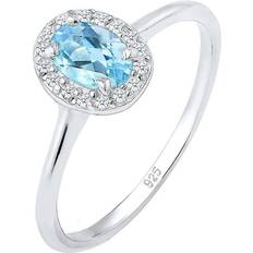 Elli Diamore dam ring förlovning pärla diamant (0,06 ct) 585 gult guld silver, 54, colore: silver, cod. 0608460817_54