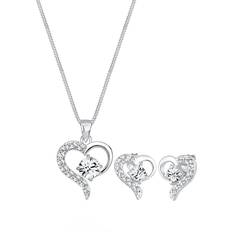 Silber Schmucksets Elli Heart Jewelry Set - Silver/Transparent