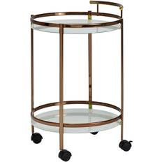 Guld Rulleborde Wohnling Serveringsvogn I Glas Med Guldfarvet Kant Rullebord