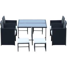 Polyrattan OutSunny Sittgrupp 8 Personer Polyrattan Trädgårdsset Matgrupp