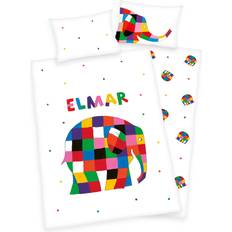 Herding Baby Kinder Renforce Bettwäsche Elmar Elefant 100x135 cm 39.4x78.7"