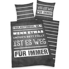Kinderzimmer Herding Bettwäsche Sprüche "Faulheitsregel…" Young Collection 135x200cm
