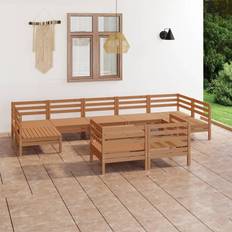 vidaXL Bois Pin Massif de Jardin 10 pcs Mobilier de Patio Meubles Ensemble de Salon d'Extérieur