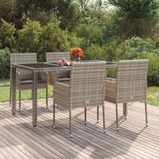 Acier Chaises de Jardin vidaXL Chaises de jardin avec coussins 4 pcs Résine tressée Gris - Grey