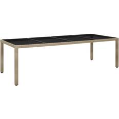 vidaXL Havebord 250 x 100 x 75 cm Hærdet Glas Og Polyrattan Beige