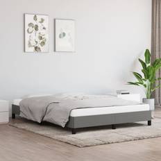 Lits et Matelas vidaXL Cadre À Lit Gris Foncé 140x190 cm Tissu Dark Grey