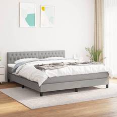 vidaXL Jinlefu Box Spring Colchón Tela Gris Claro 180x200 cm Cama con Estructura