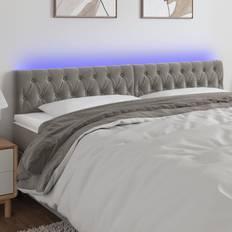 vidaXL Con LED De Terciopelo Gris Claro 200x7x78/88 cm Cabecero