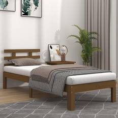 vidaXL 100x200 cm Massivt Fyrretræ Gyldenbrun Sengeramme