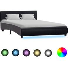 vidaXL Sengestel Med LED 120x200 Cm Kunstlæder Sort Sengeramme