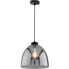 Verlichting Hanglamp Ren 1-lamp met Rookglas Zandzwart Rookgrijs-Transparant