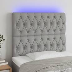 vidaXL Con Luces LED Tela Gris Claro 90x7x118/128 cm Cabecero