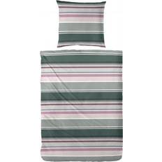 Primera Bettwäsche »Late Summer Stripe«, Perkal Bettbezug Rosa, Grau, Grün (200x135cm)