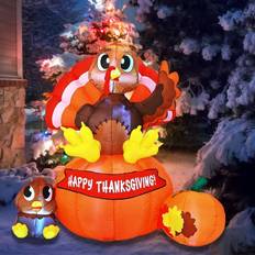 Yellow Inflatable Decorations Joyin 6FT Thanksgiving Turkey on Pumpkin Inflatable Holiday Prop Thanksgiving Decorations