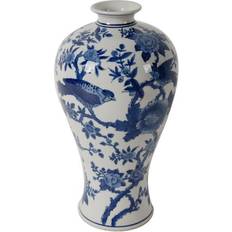 A&B Home Ren Blue & White Bird Vase