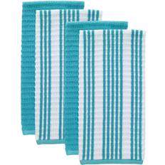 Kitchen Towels on sale T-fal Textiles 4 Pack Stripe Waffle Terry Kitchen Towel Blue