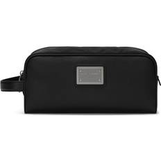 Dolce & Gabbana Tasker Dolce & Gabbana Nylon Toilettaske Med Læderdetaljer Sort